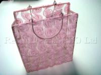 Foldable rectangular organza wire bag with rose mesh and metal handles 