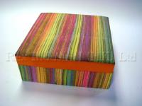 Set of 3 square colourful stripe fabric box with removable lid 